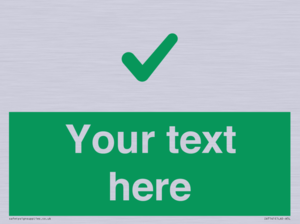 Custom green background, green tick sign